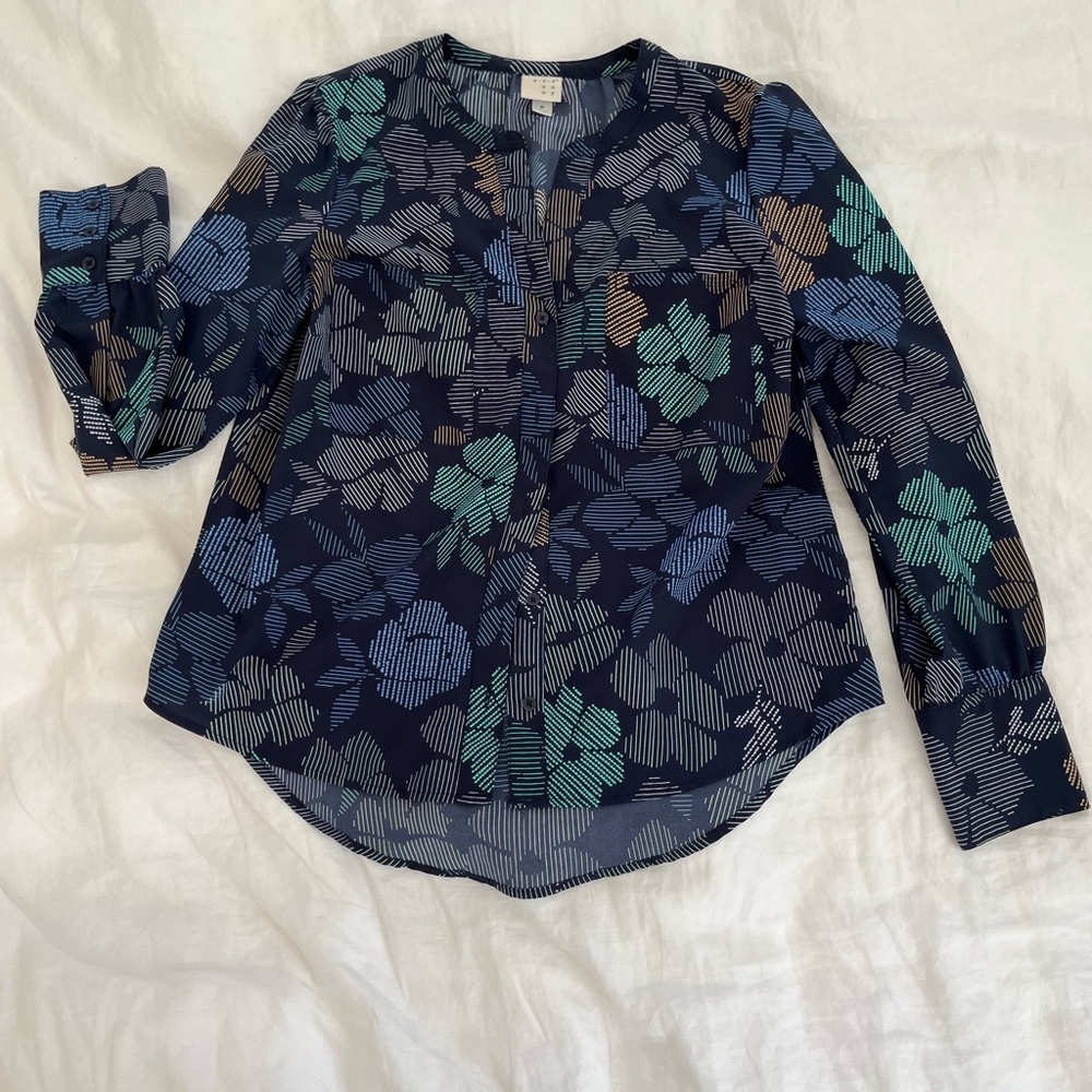 Floral Patterned Navy Women's Top